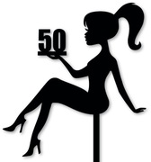 Topper na tort - czarny kobieta 50 lat