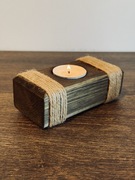 Drewniany świecznik na tealighty 1szt. – rustykalny boho handmade dekoracja