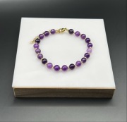 Fioletowa bransoletka z naturalnych kamieni ametystu