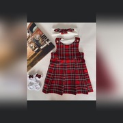 Sukienka dla dziewczynki w kratkę -komplet 