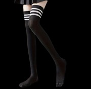 ZAKOLANÓWKI Damskie Długie Czarne Paski NOWE Slim