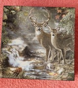 Prezent - sarny nad strumieniem -- drewniana skrzyneczka 