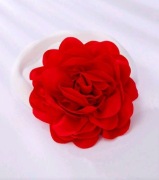 Broszka kwiat materiałowy duży kolor czerwony 