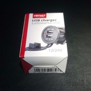 ŁADOWARKA 2xUSB SAMOCHODOWA 5V 1/2,1A 12/24V