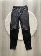 czarne legginsy zip ekspres xxs xs błyszczące satynowe