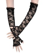 Damskie gotyckie rękawiczki koronkowe bez palców, styl barokowy 40 cm