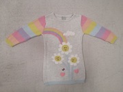 Szary kolorowy sweter w pasy paski kwiatki tęcza TU 86 - 92