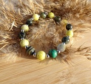 Bransoletka Turkus żółty Jaspis kambaba Malachit Rękodzieło kamienie