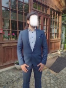 Garnitur męski granatowy wełna L