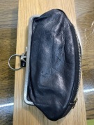 etui na fajkę "portmonetka" skora i material i metal. vintage