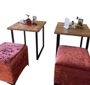 Stolik loftowy 70 / 70 cm z blatem 36 mm do kawiarni i wnętrz premium 