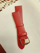 NOWY Pasek Skórzany HIRSCH Toronto Czerwony 18 mm Złota Klamra