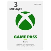 Xbox Game Pass CORE 3 Miesiące (90 DNI) EU/PL Cyfrowy KOD KLUCZ