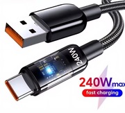 kabel ładowania 240W z diodą LED czarny mocny oplot