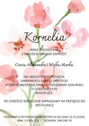 Zaproszenie na chrzest, motyw kwiaty