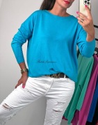BLUZKA SWETER CLASSIC BASIC OVERSIZE TURKUS