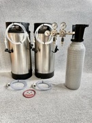 Zestaw 2 kegów typu Cornelius z podwójnym reduktorem oraz butlą CO2