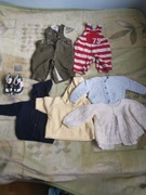 Ubranka 6-9 mies, śpiworki 