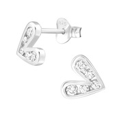 Kolczyki Srebrne z Cyrkoniami – Serce, próba 925, prezent
