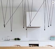 Lampa sufitowa, pająk, liniowa 9 punktów - czarna geometryczna