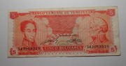 Stary banknot Wenezuela 5 Bolivares