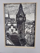 Słupsk 1969 rok grafika linoryt 