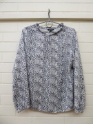 Bluzka wzór panterka biało-czarna wiązana pod szyją rozmiar 44