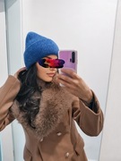 Czapka damska zimowa miękka kobaltowa 