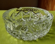 Duża ciężka popielniczka kryształ vintage PRL piękny szlif 