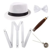 Nowy! Zestaw strój Wielki Gatsby lata 20 retro vintage biały