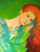 Ruda w zieleni - ORYGINALNY obraz olejny  na płótnie 70-90 cm