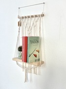 Wisząca drewniana półka na ścianę BOHO zabawki, kwiaty, ozdoby