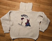 Segreta by Emmanuel Schvili włoski sweter golf kremowy Disney M vintage