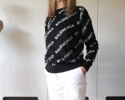 BALENCIAGA MASYWNY SWETER JAK NOWY MASYWNY Z LOGO M/L 100 % GRUBEJ BAWEŁNY 