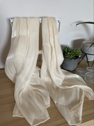 Elegancki SZAL wieczorowy z szyfonu plisowany ecru błysk 175x70 cm