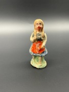 Stara gliniana figurka dziewczynka folk art ludowa vintage handmade
