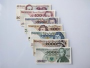 Zestaw 7 szt.  banknotów PRL z paczek UNC 10 - 5000 zł