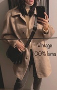 Unikatowy płaszcz vintage szyty na zamówienie beżowy lama 100% wool 38/40