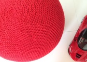 Pufa SCANDI, pleciona dziergana, handmade 50x40