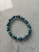 Bransoletka 8 mm turkusowa turkmenit howlit oko proroka evil eye