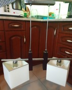 Lampa wisząca sufitowa Żyrandol , 2 punkty świetlne E27 chrom Stan bdb.