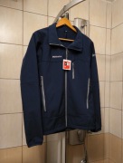 Granatowa kurtka M  typu softshell marki HiMountain. Zapinana na szary zam