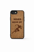 Etui / case drewniany dla Iphone 16e Orzech Amerykański NEVER GIVE UP
