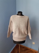 Sisley szary sweter ze srebrną nitką S/36