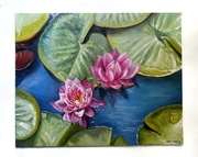 Obraz olejny lilie pejzaż