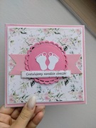 Prosta kartka z okazji narodzin dziecka dziewczynki córeczki 