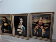 trzy obrazy mona liza dama z lasiczka madonna ze szczyglem 60x80