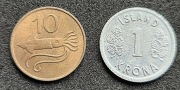 MONETY 1 , 10 KRONA (1978r/1981r), ISLANDIA