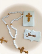 Komunia różaniec na tort masa cukrowa dekoracje na tort 