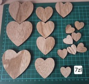 Drewniane serca naturalne różne rozmiary zestaw dekoracyjny ślub boho